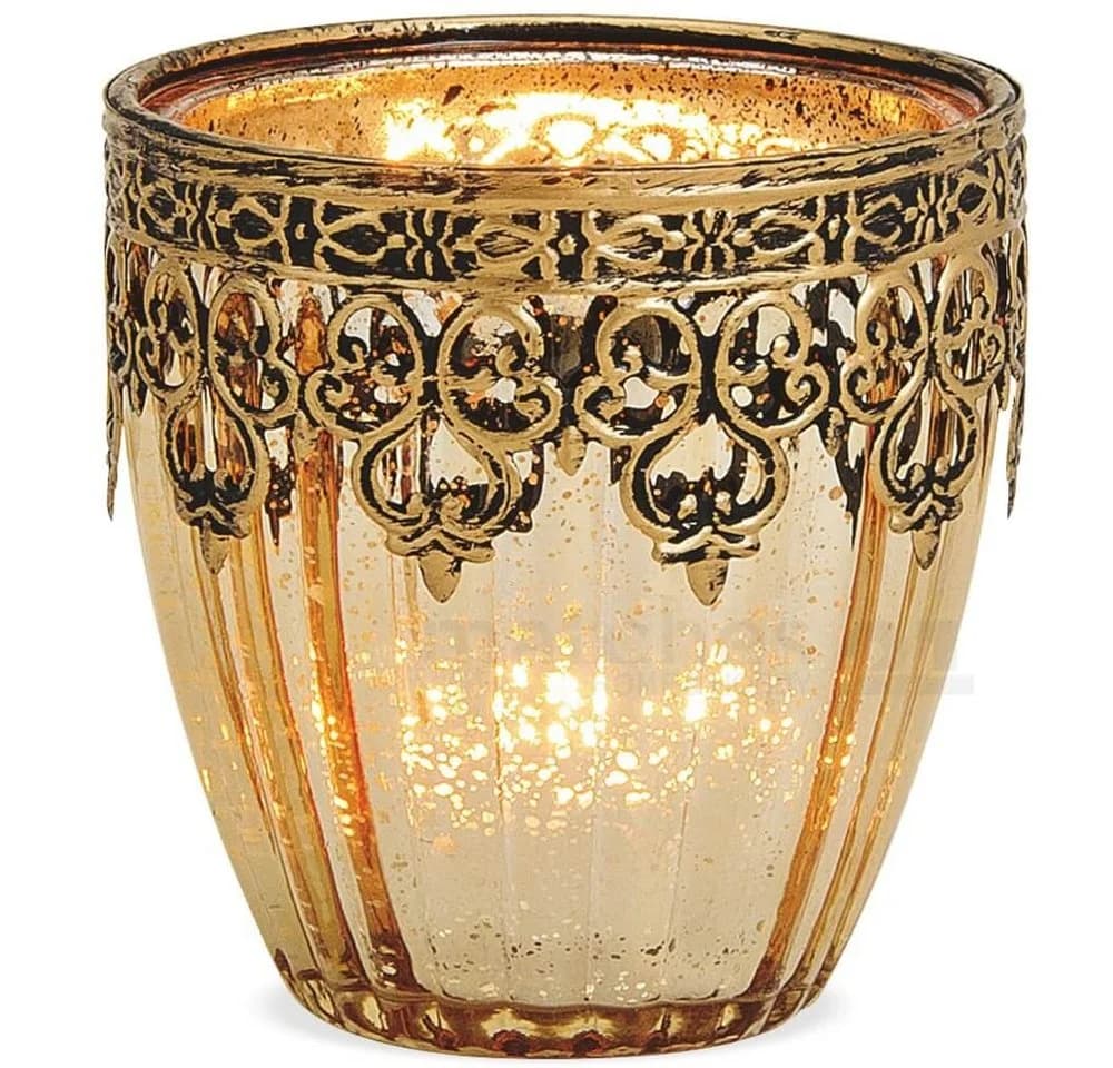 matches21 HOME & HOBBY Kerzenhalter Windlicht Orientalisch Gold Metalldekor