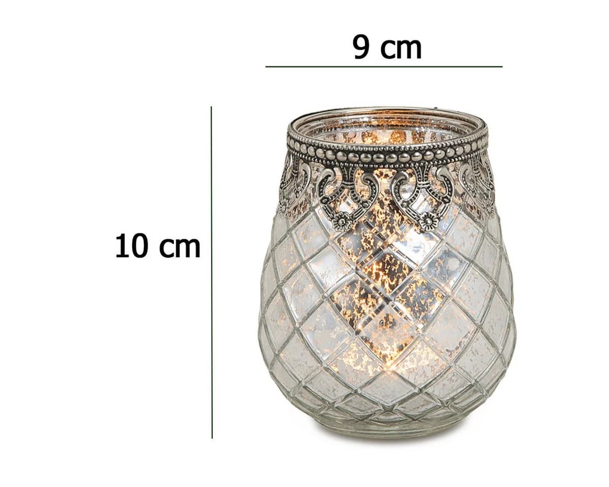 matches21 HOME & HOBBY Kerzenhalter Vintage Glas Laterne silber