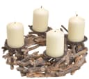 matches21 HOME & HOBBY Adventskranz Treibholz Rund Braun mit 4 Kerzenhaltern Bild 1