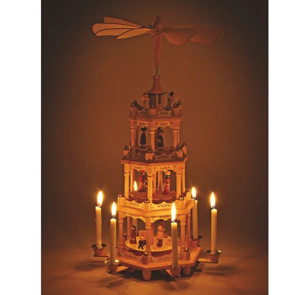 matches21 HOME & HOBBY 4-stöckige Weihnachtspyramide Krippenszene Braun