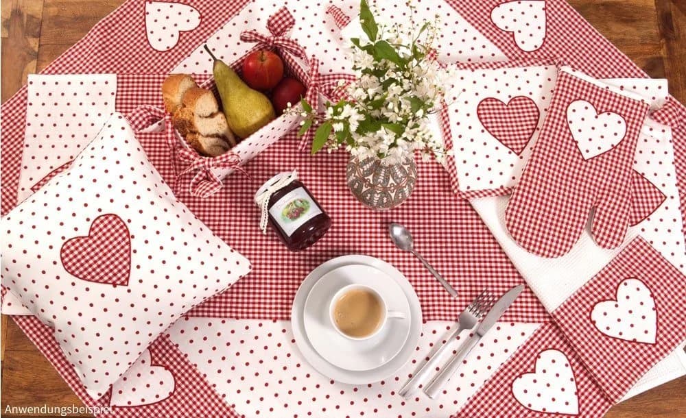 matches21 HOME & HOBBY Platzset Landhausstil Rot Karo mit Herz-Borte