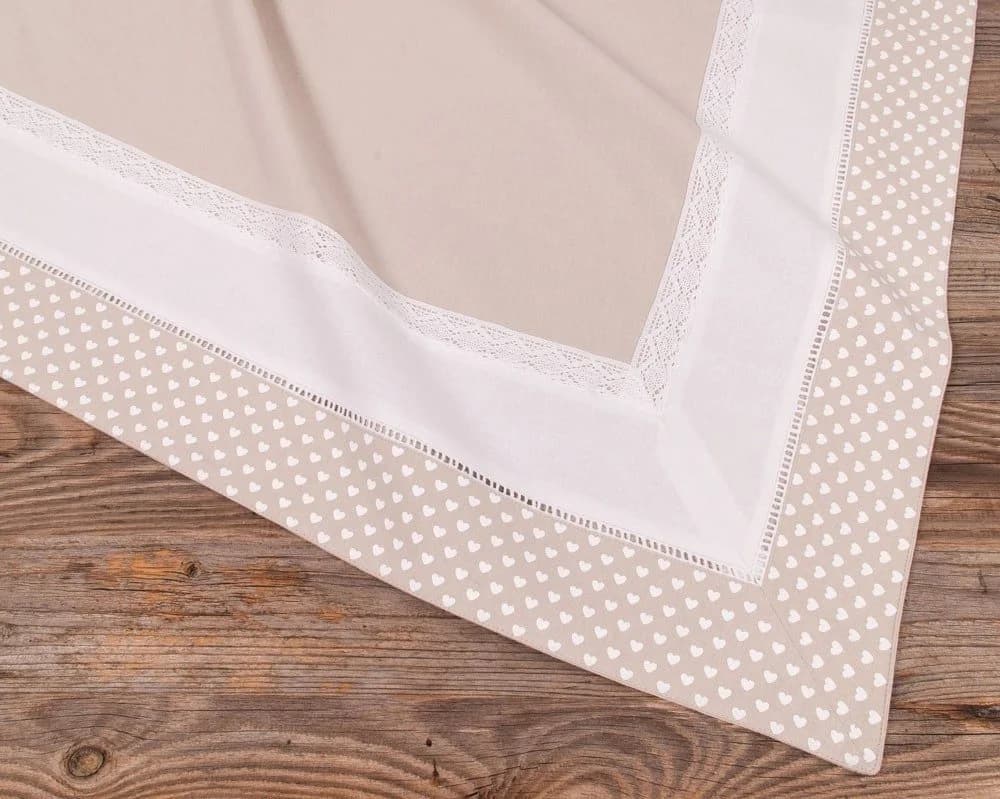 matches21 HOME & HOBBY Tischdecke TRAUDL Herzen Spitze Beige - Bild 2