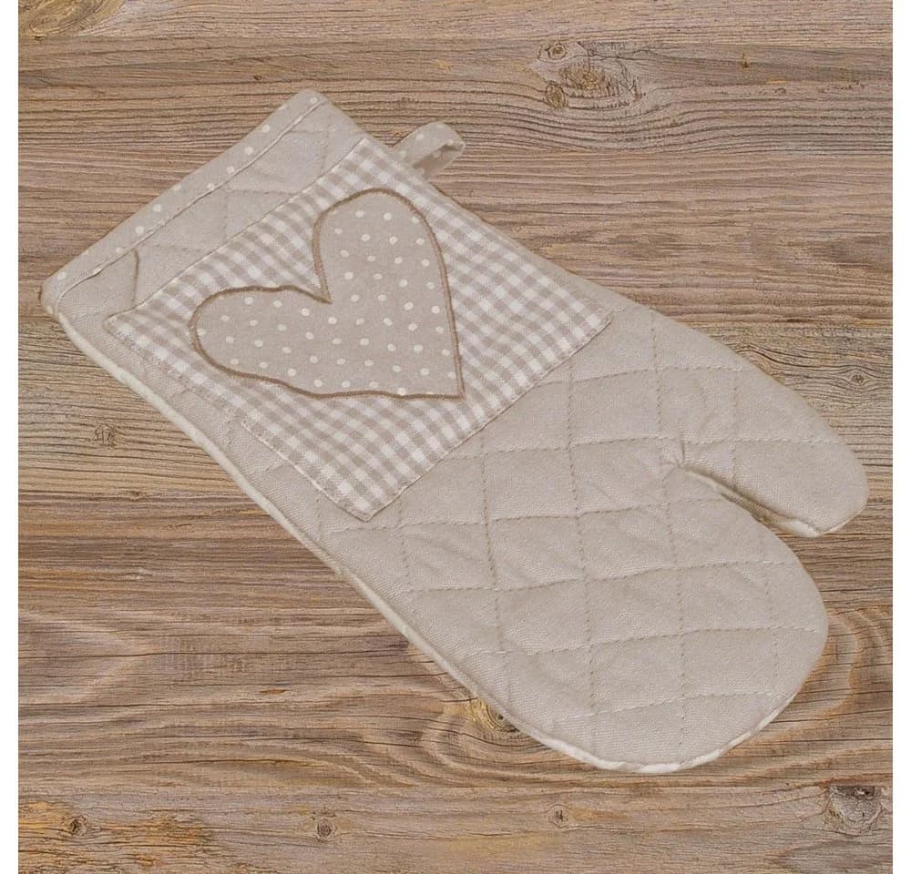 matches21 Topflappen Landhaus Karo Herz Beige Braun - Bild 2
