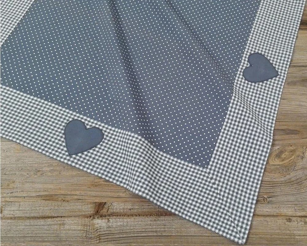 matches21 HOME & HOBBY Tischdecke LINA Landhaus Herz Blau 100% Baumwolle - Bild 2
