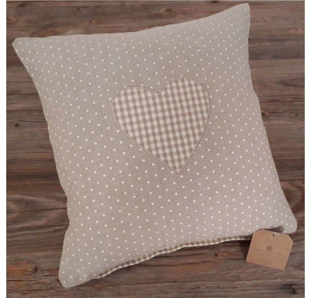 matches21 HOME & HOBBY Kissenbezug 30x30 cm Herz Beige Landhausstil Baumwolle - Bild 2