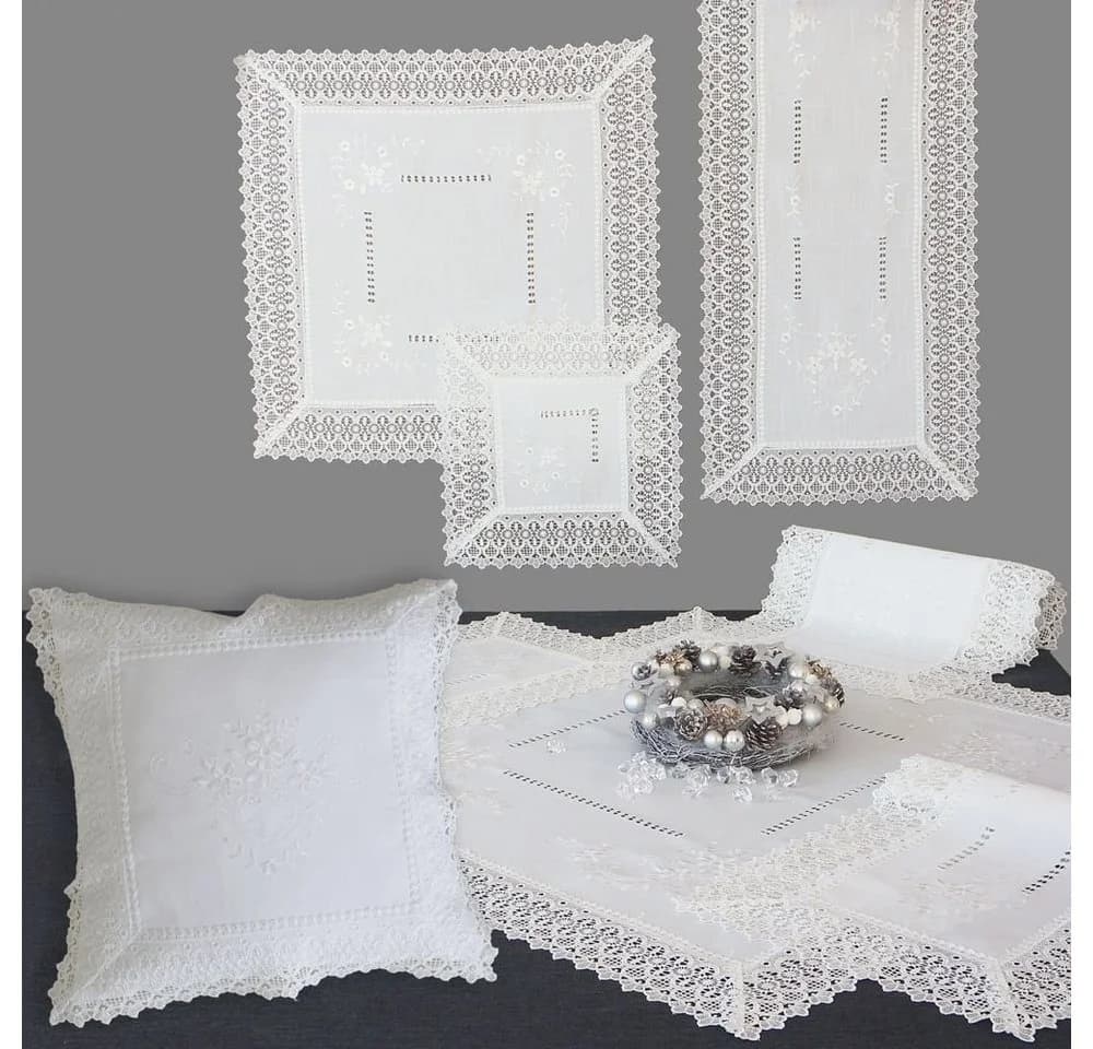 matches21 HOME & HOBBY Tischdecke CORA Spitze & Stickerei Landhausstil Polyester