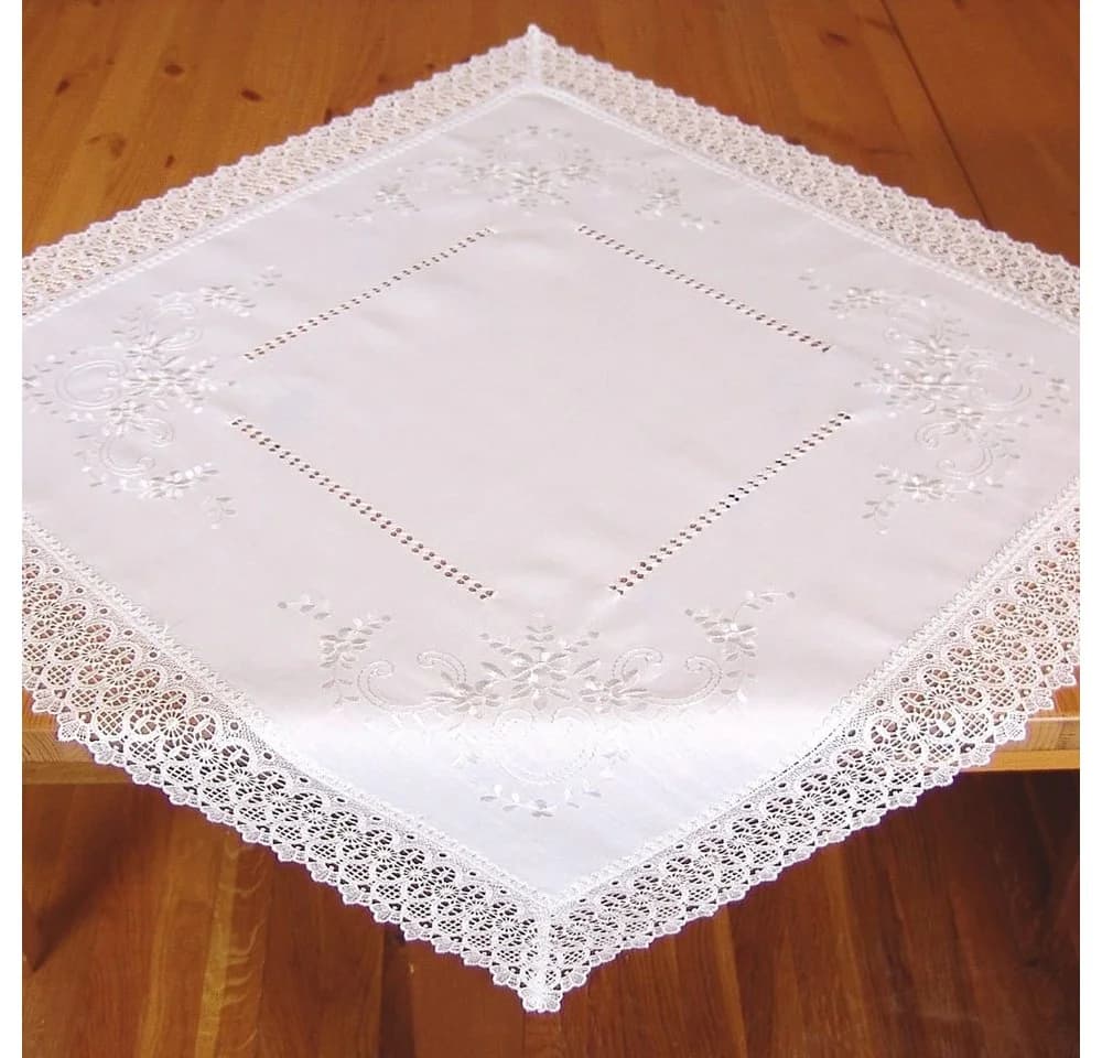 matches21 HOME & HOBBY Tischdecke CORA Weiß Polyester Spitze & Stickerei - Bild 2