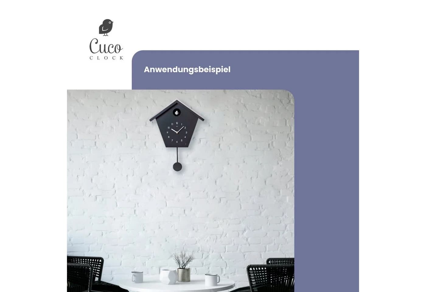 Cuco Clock Kuckucksuhr Modern Schwarz/Weiß mit Lichtsensor - Bild 5