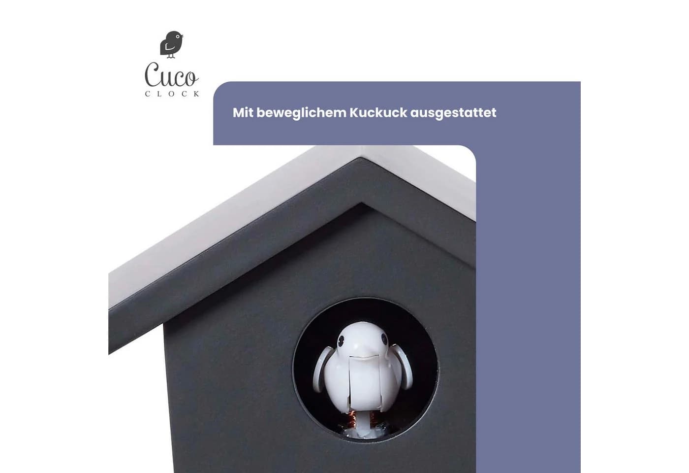 Cuco Clock Mini Kuckucksuhr HOCHHAUS Schwarz Modern - Bild 4