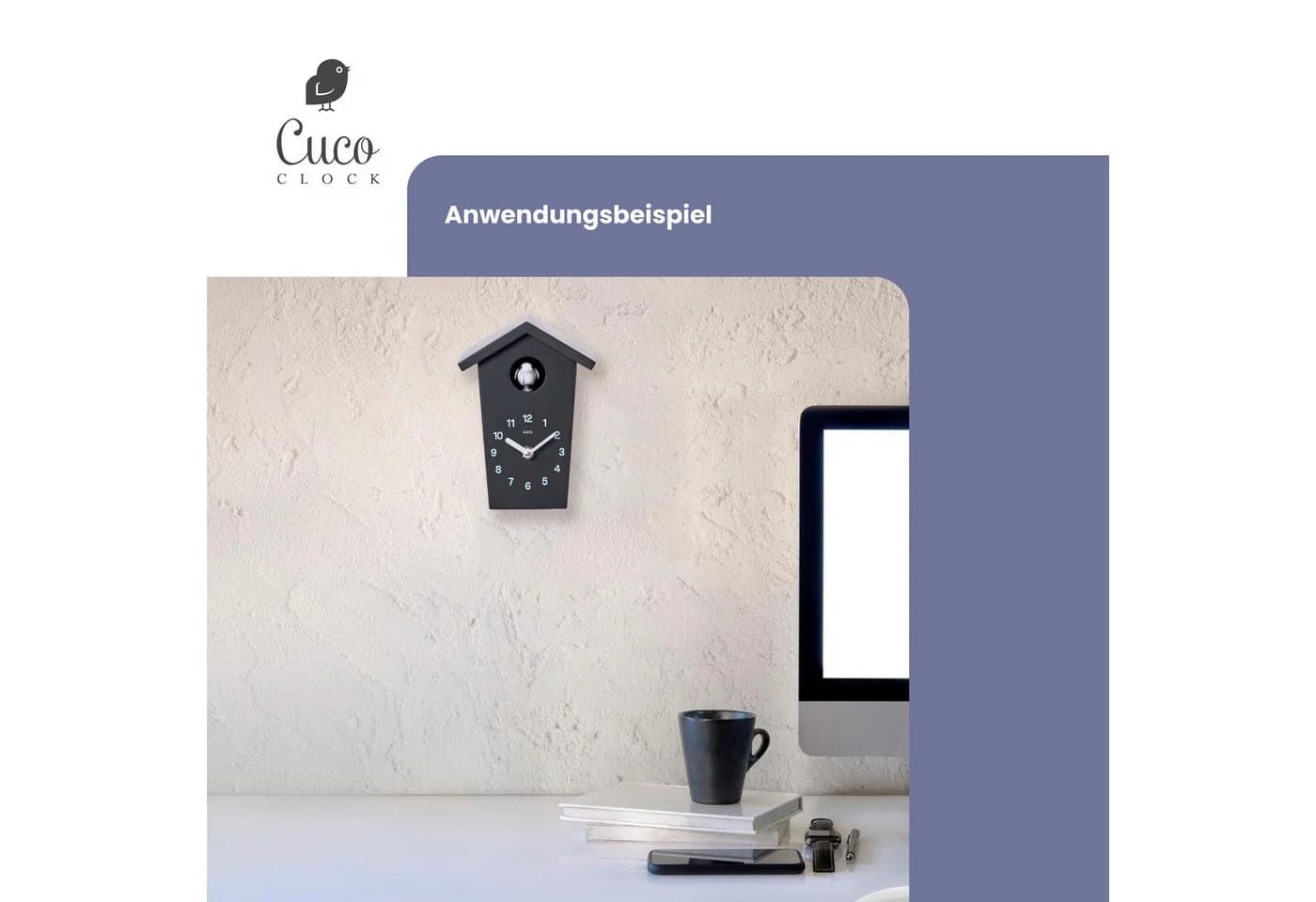 Cuco Clock Mini Kuckucksuhr HOCHHAUS Schwarz Modern - Bild 5