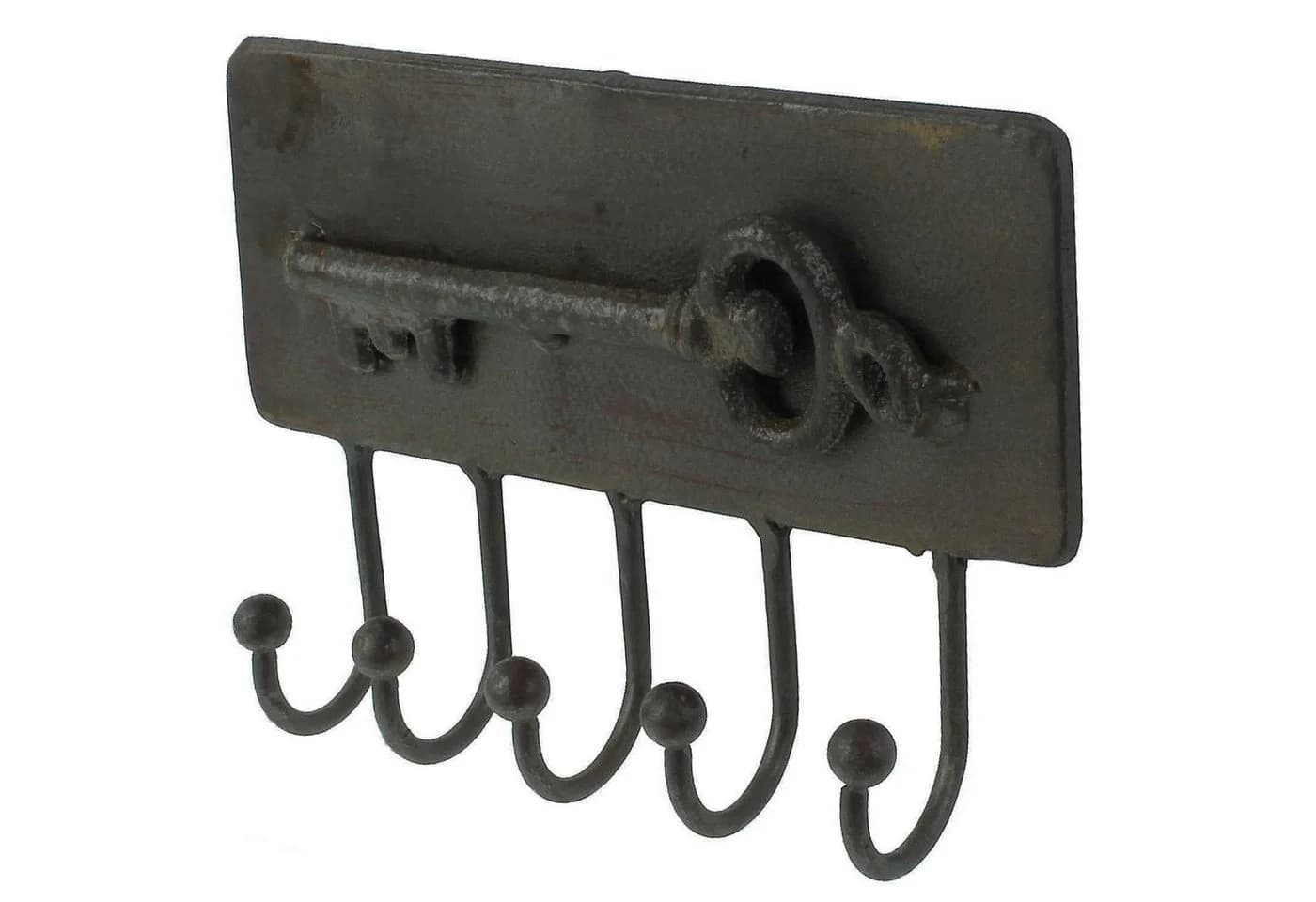 Macosa Home Wandhaken Schlüsselleiste 5 Haken Metallhaken Braun Antik rost Schlüssel-Haken