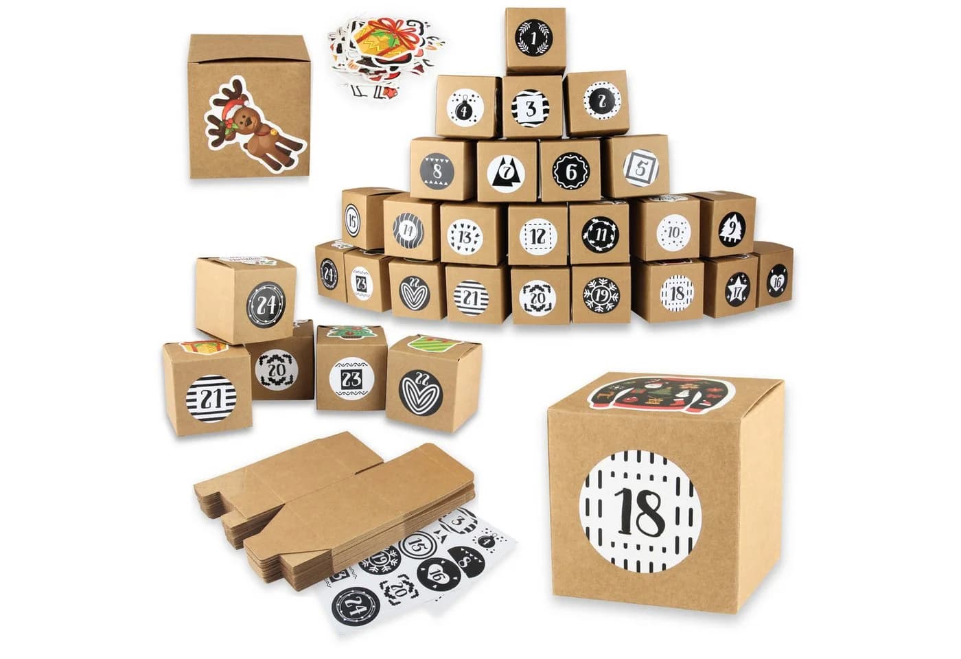 Fomax DIY-Adventskalender 24 Kartons zum Selberbasteln Braun - Bild 2