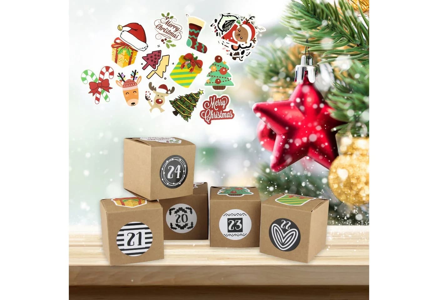 Fomax DIY-Adventskalender 24 Kartons zum Selberbasteln Braun - Bild 3