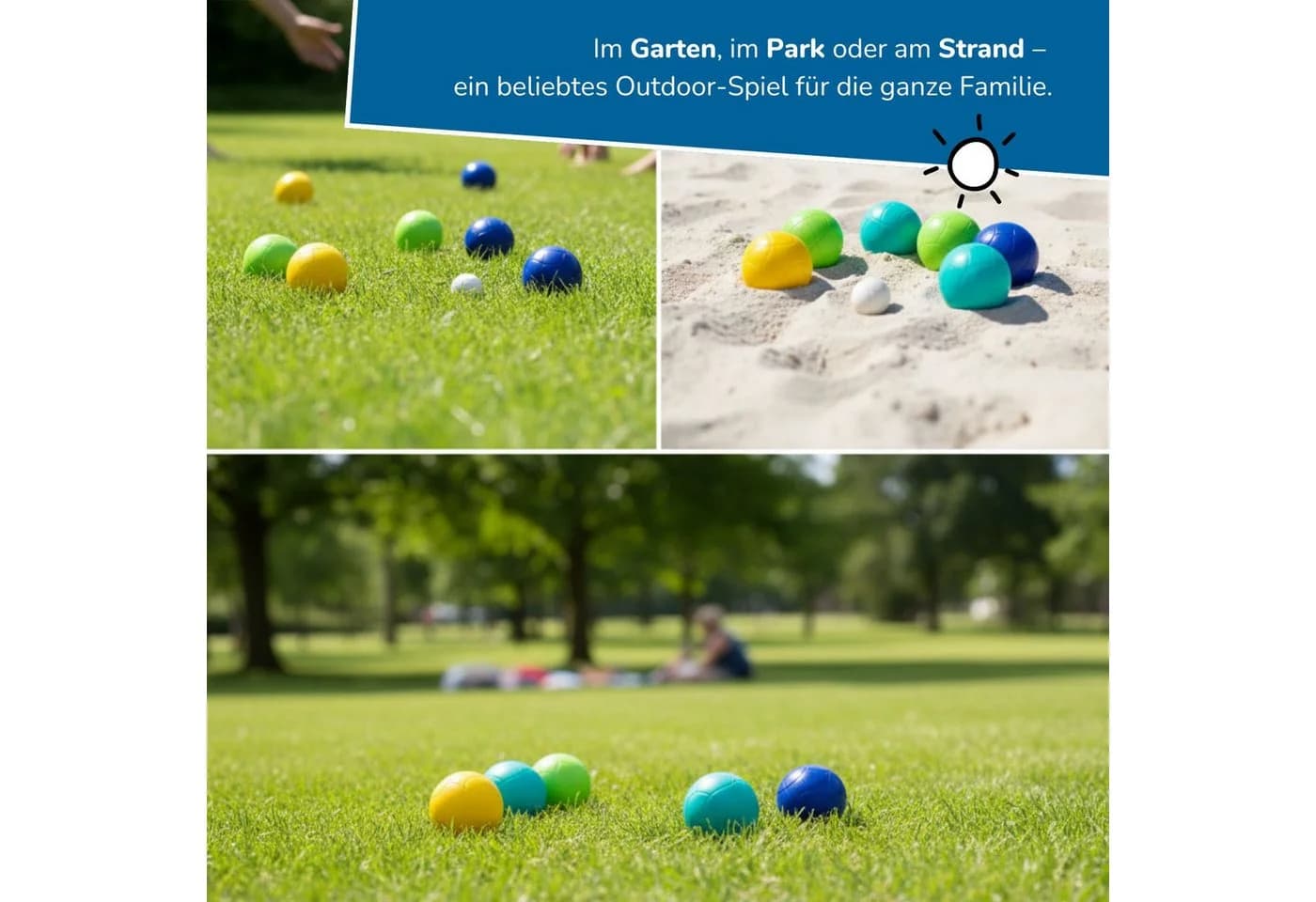 alldoro Boccia Spiel 9-teilig Bunt mit Tragekorb für Kinder ab 3 Jahren - Bild 3