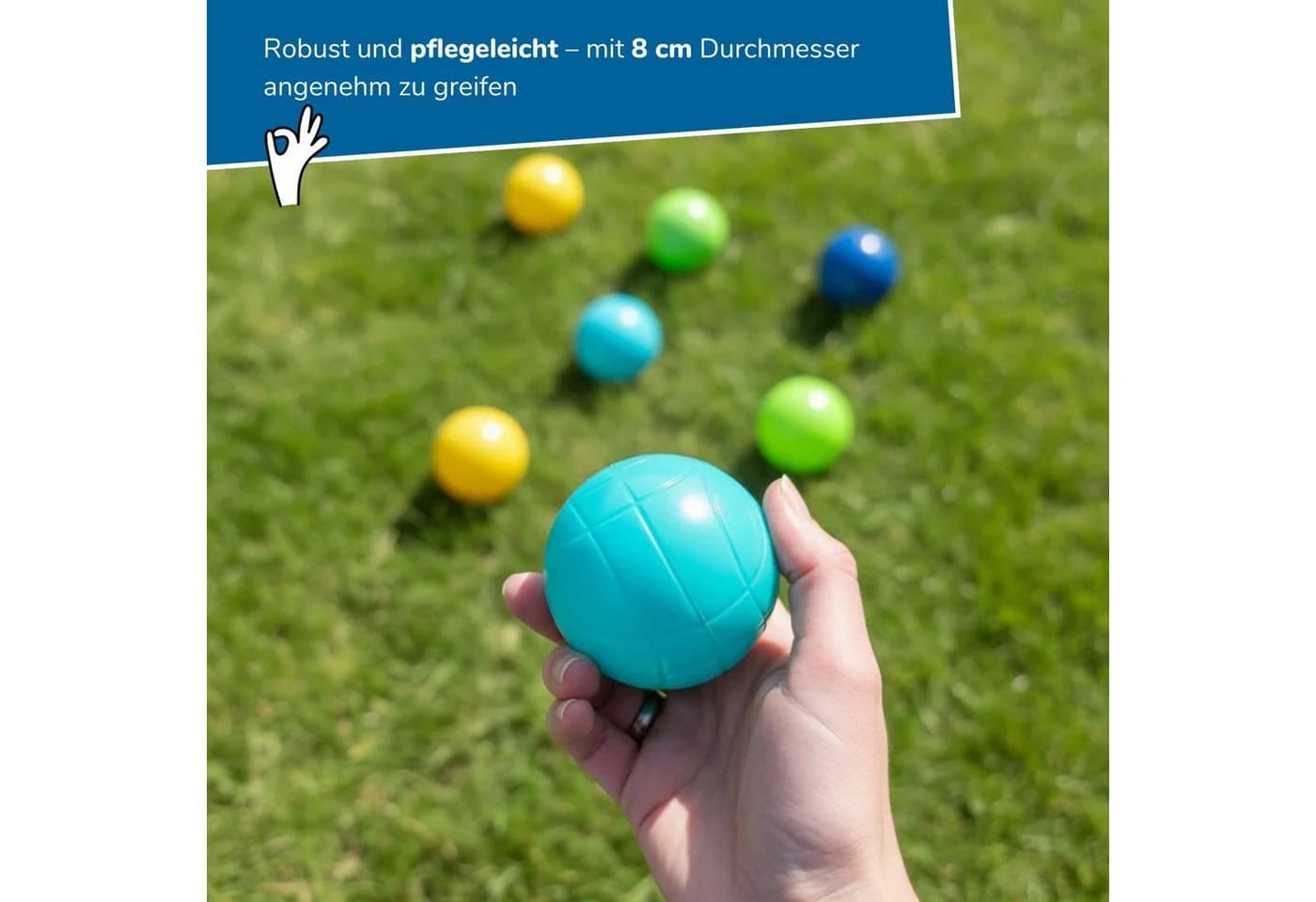 alldoro Boccia Spiel 9-teilig Bunt mit Tragekorb für Kinder ab 3 Jahren - Bild 4