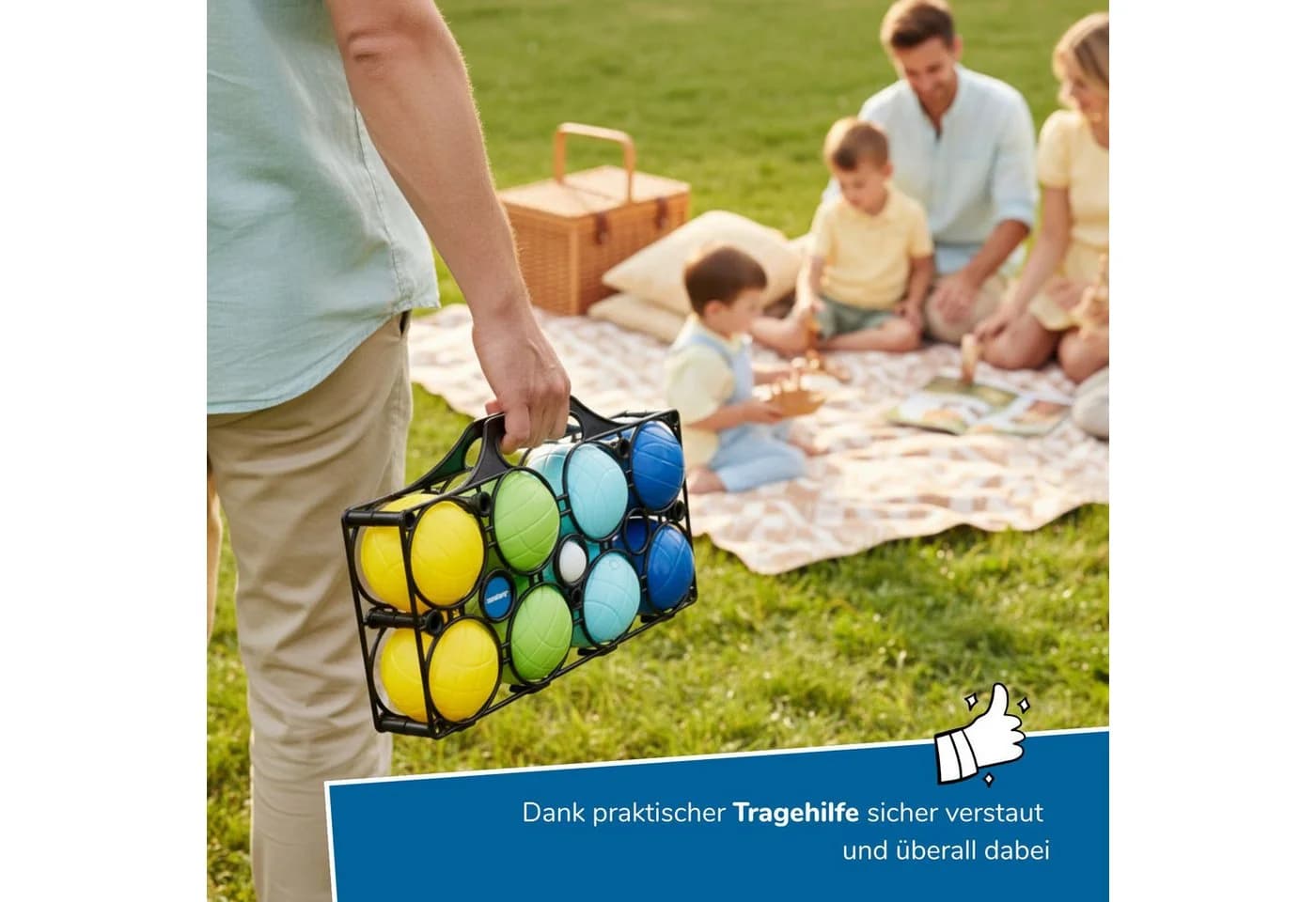 alldoro Boccia Spiel 9-teilig Bunt mit Tragekorb für Kinder ab 3 Jahren - Bild 5