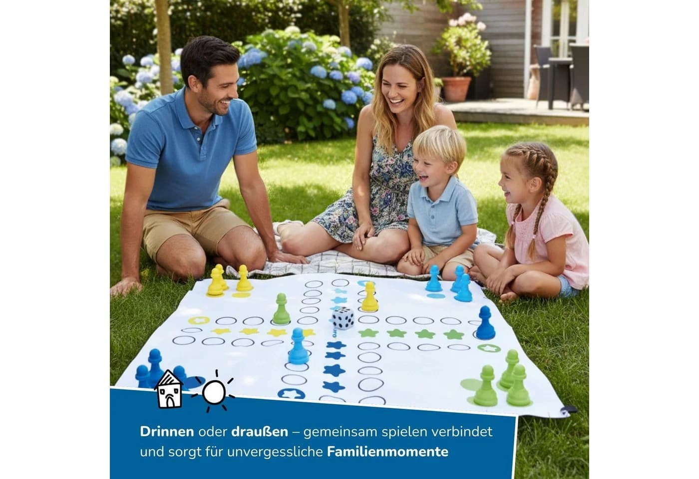 alldoro XXL Riesen Ludo Jumbo Format Indoor Outdoor 4 Spieler - Bild 3