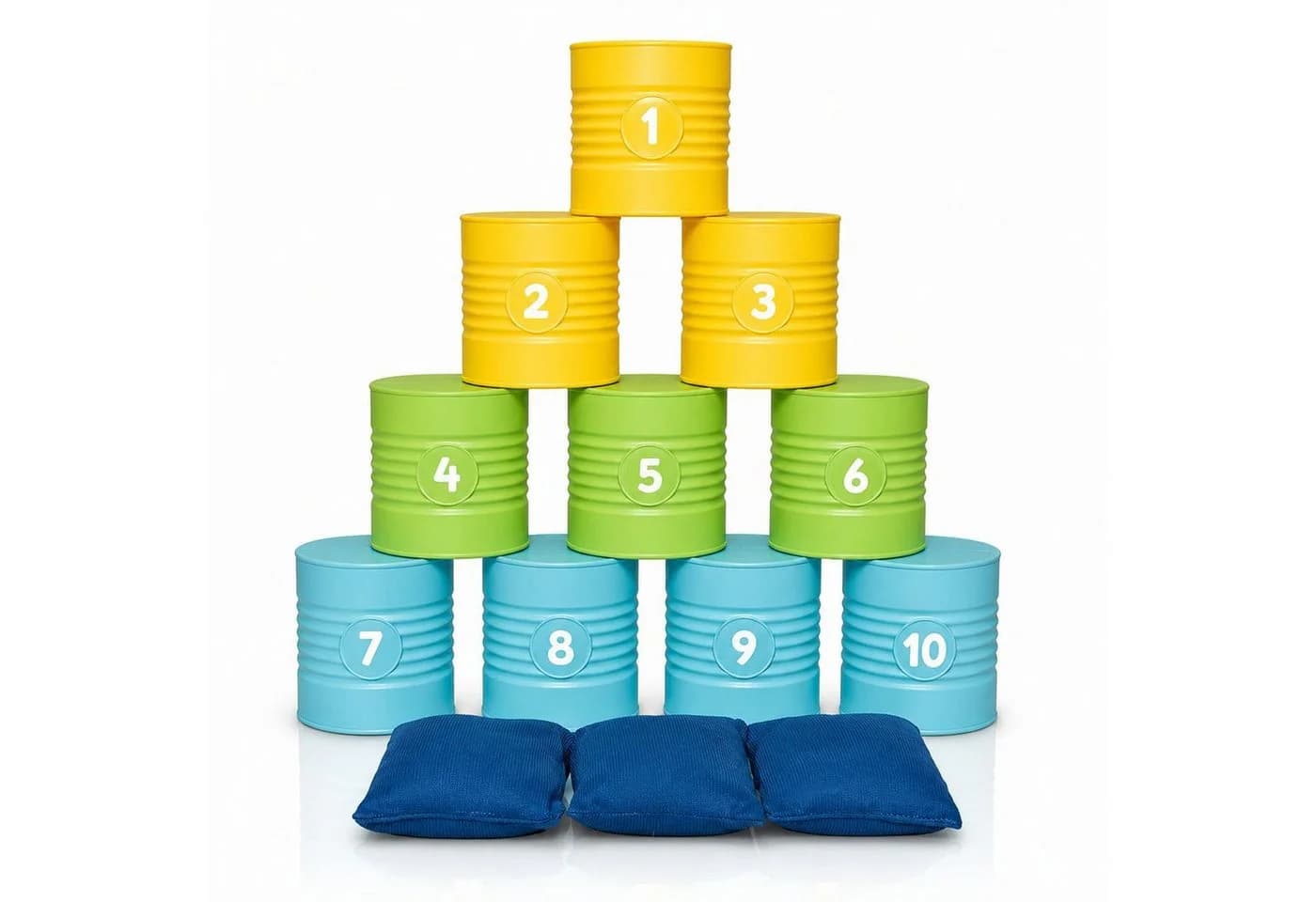 alldoro Dosenwerfen-Set mit 10 bunten Dosen & 3 Wurfsäckchen - Bild 2