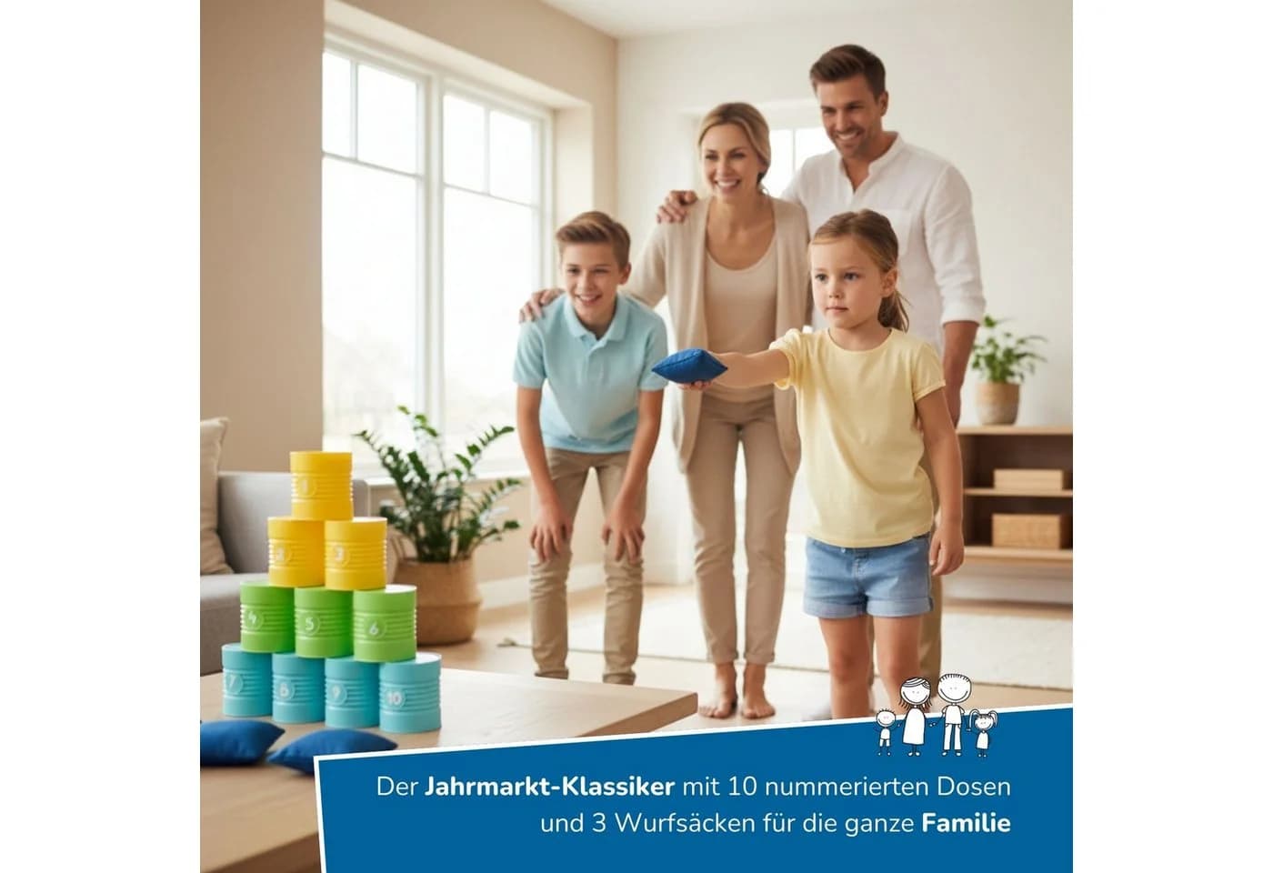 alldoro Dosenwerfen-Set mit 10 bunten Dosen & 3 Wurfsäckchen - Bild 3