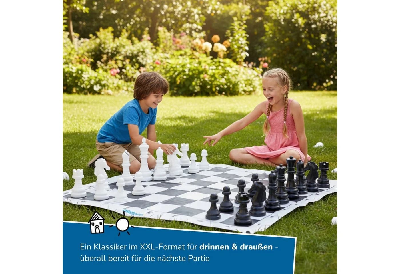 alldoro XXL Schachspiel Schwarz/Weiß Großes Brettspiel - Bild 3