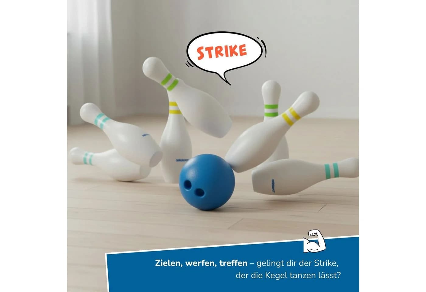 alldoro XXL Bowling-Spiel für Kinder, Familienspiel für drinnen & draußen, Riesen-Kegelspiel mit Tragetasche, 6 befüllbaren Pins 42 cm & 1 Kugel - Bild 5