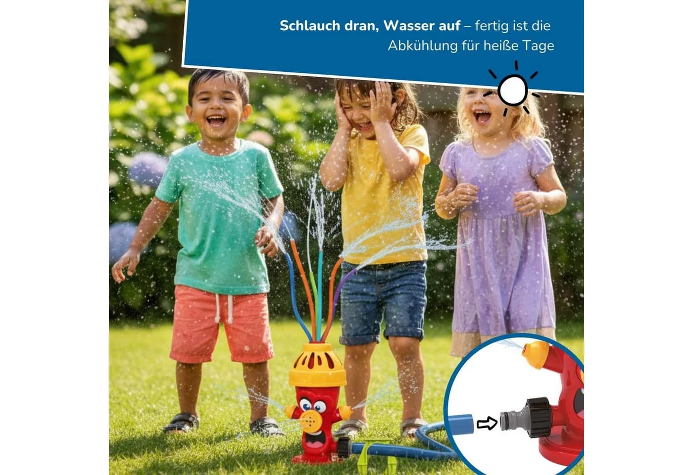 alldoro Spiel-Wassersprenkler Kinder Hydrant Rot-Gelb - Bild 3