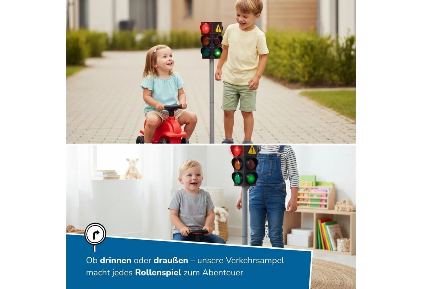alldoro Verkehrsampel Spielzeug mit Licht Sound Befüllbarer Standfuß - Bild 3