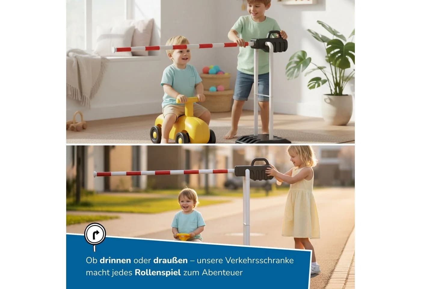 alldoro Spiel-Verkehrsschranke Bunt mit Befüllbarem Standfuß - Bild 3