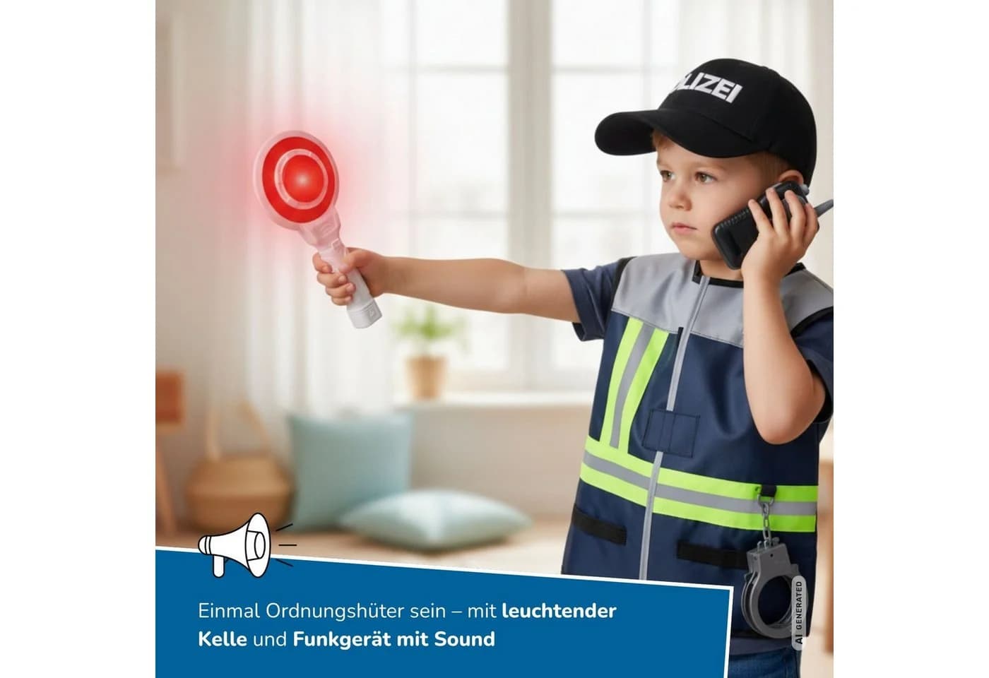 alldoro Polizei-Rollenspielset 9-teilig mit Weste, Cap & Lernkarten - Bild 4
