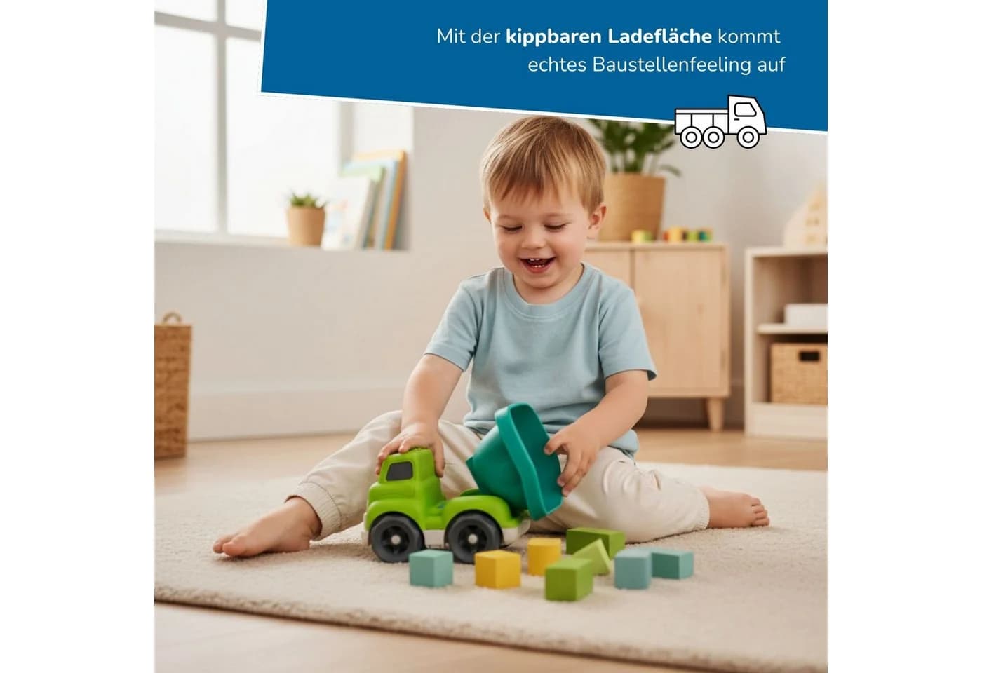 alldoro Spielzeug-LKW Kipplaster Grün-Türkis mit beweglicher Mulde - Bild 5
