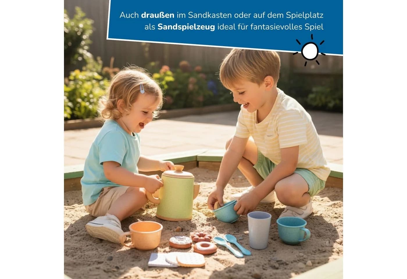 alldoro Spielgeschirr Kaffeeservice 17-tlg. Bunt Kunststoff-Weizenstroh - Bild 4