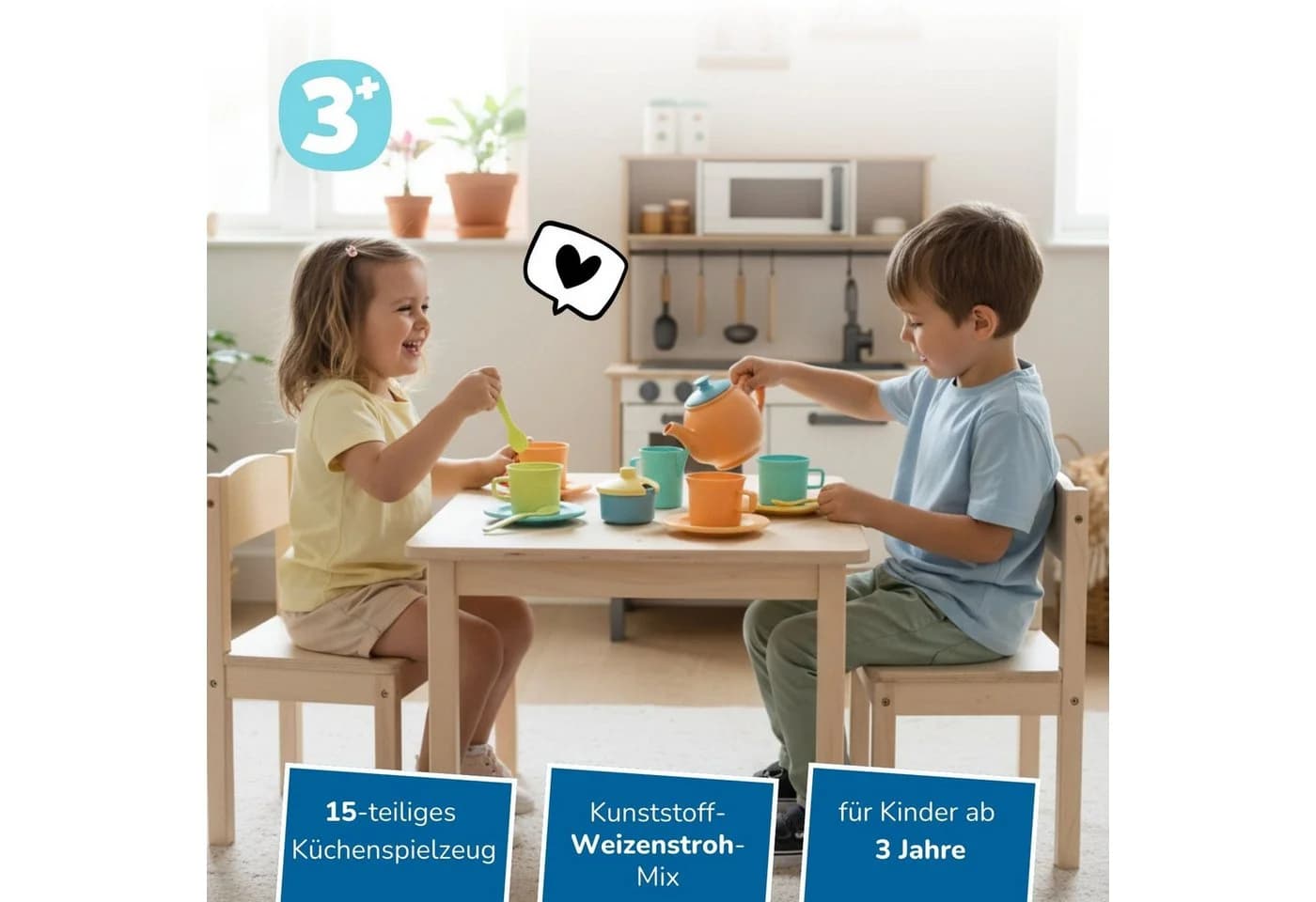 alldoro Spielgeschirr 15-teilig Kinderküchen Teeservice Bunt