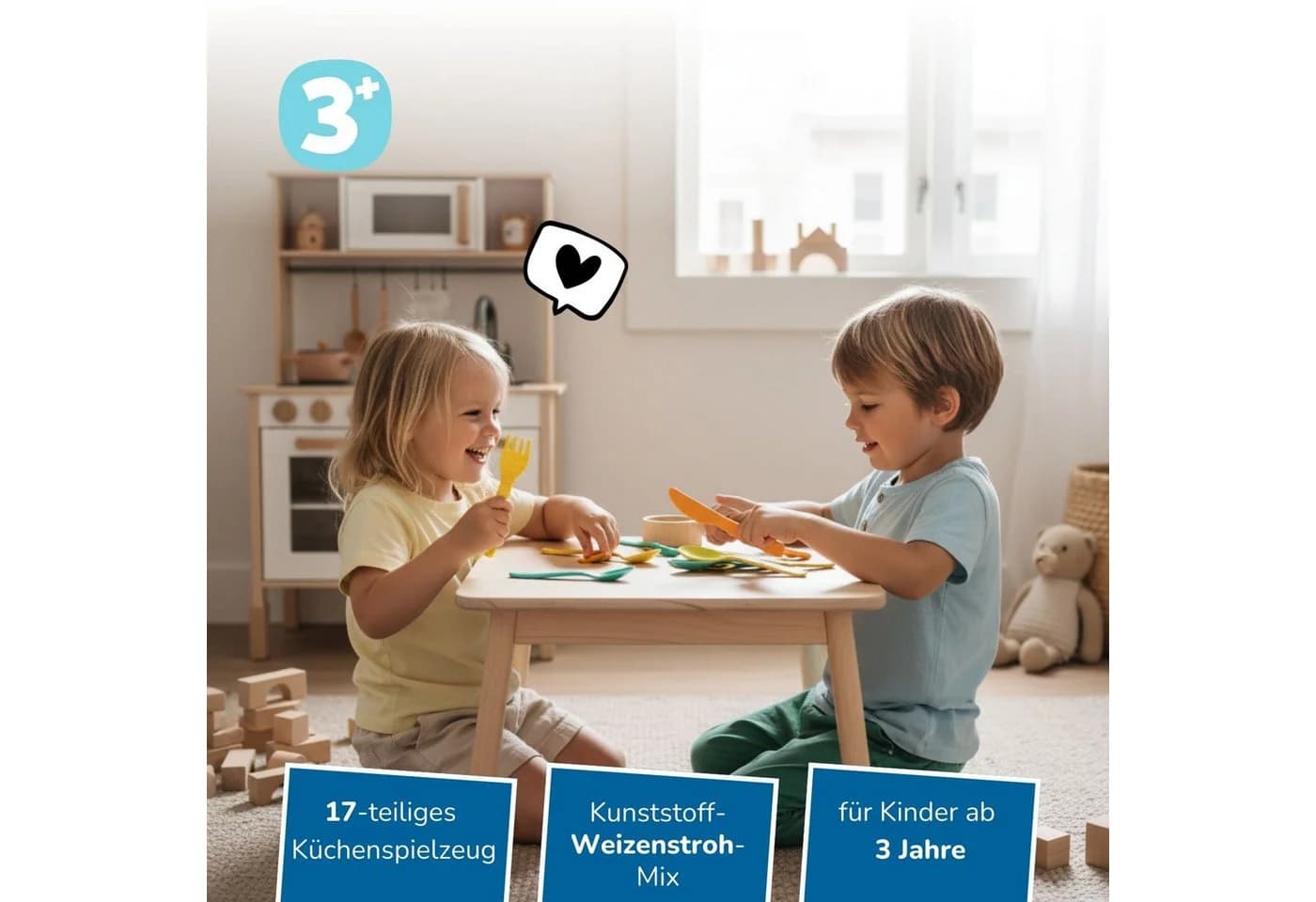 alldoro Spielbesteck Kinderküchen Besteck-Set 17-teilig mit Besteckkasten