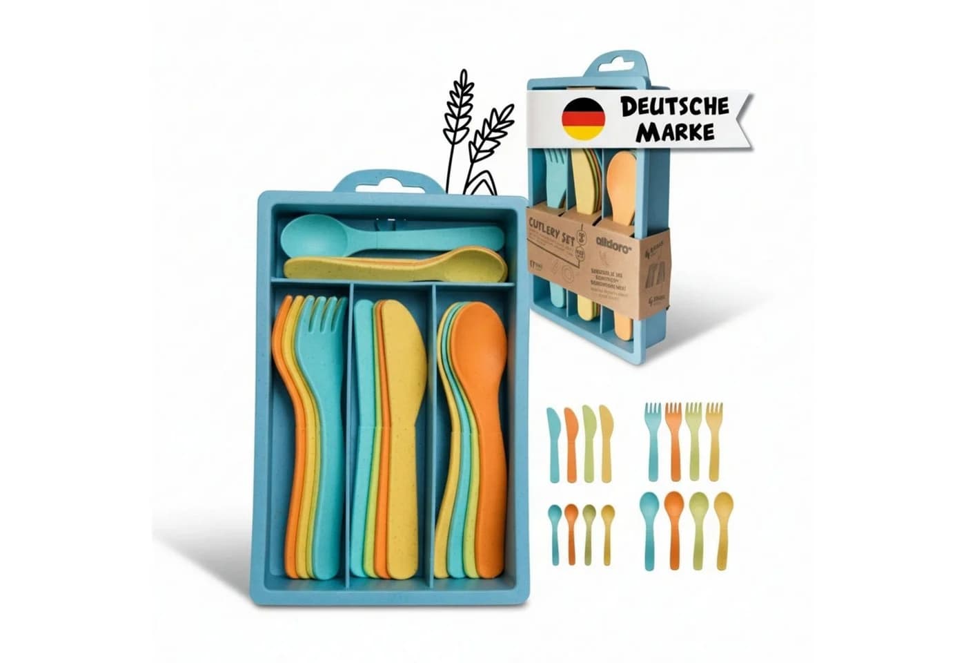 alldoro Spielbesteck Kinderküchen Besteck-Set 17-teilig mit Besteckkasten - Bild 2