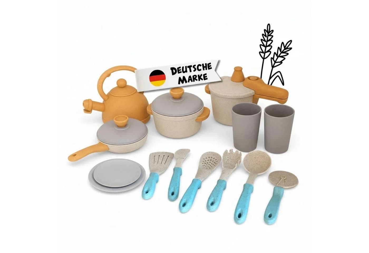 alldoro Spiel-Kochgeschirr 14-teilig Bunt Kinderküchen-Zubehör - Bild 2