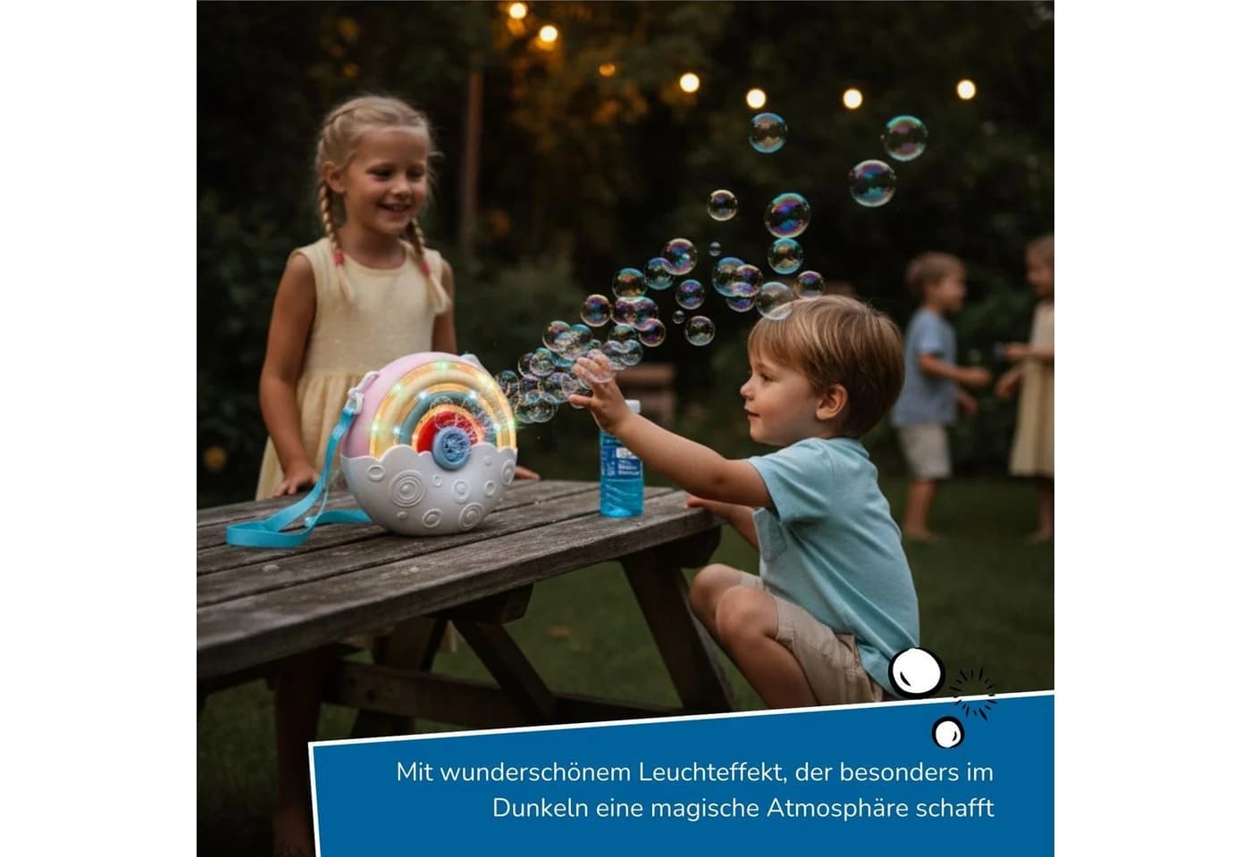 alldoro Seifenblasenmaschine mit Leuchteffekt und Rainbow-Beleuchtung - Bild 3