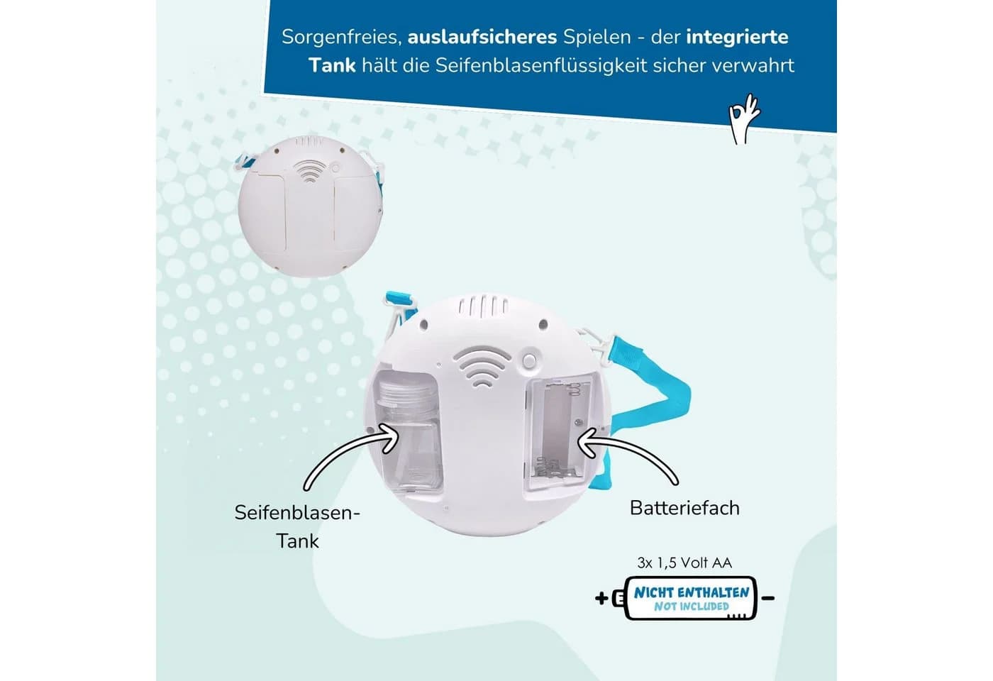 alldoro Seifenblasenmaschine mit Leuchteffekt und Rainbow-Beleuchtung - Bild 5