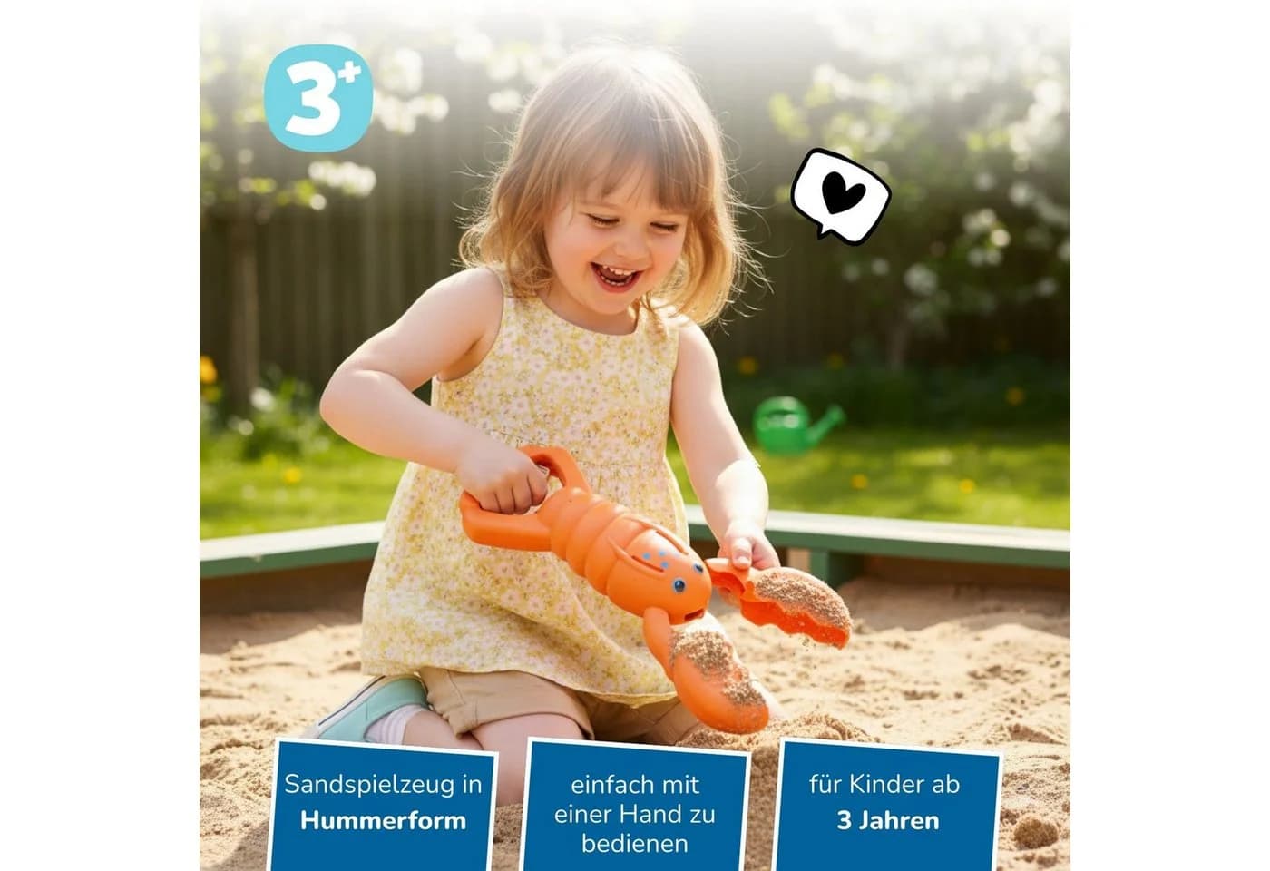 alldoro Sandgreifer Hummer Orange - Sandspielzeug für Kinder ab 3 Jahren