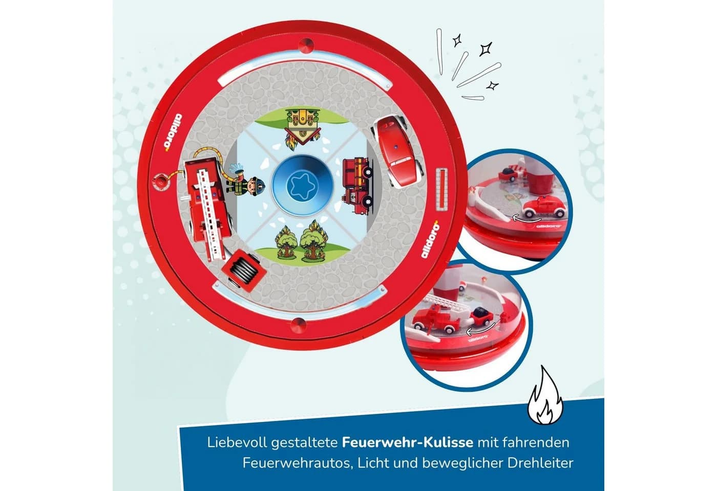 alldoro Brummkreisel Feuerwehr-Panoramakreisel mit Sound und Licht für Kinder ab 18 Monate - Bild 5