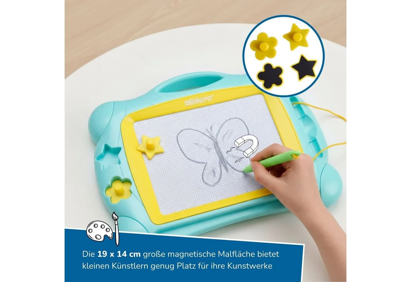 alldoro Zaubertafel magnetisch für Kinder schwarz-weiß mit Stift - Bild 3