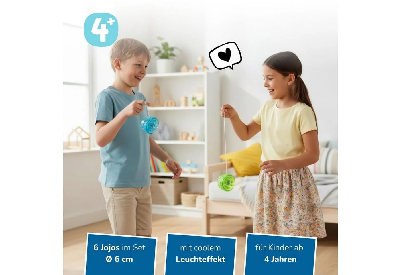 alldoro Fidget-Gadget LED Jojo 6er Set mit Leuchteffekt Geschicklichkeitsspielzeug