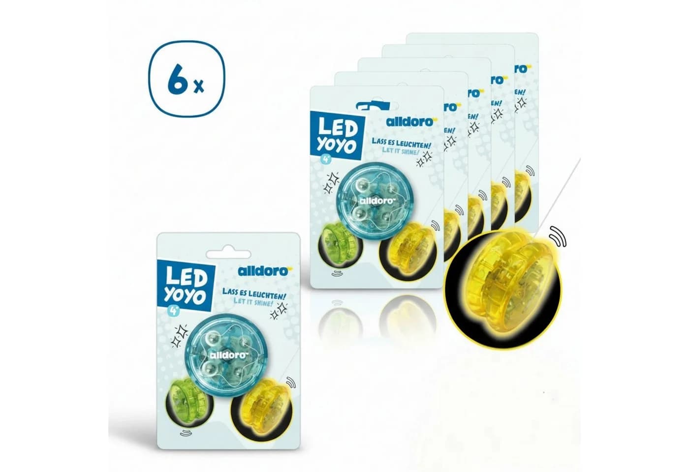 alldoro Fidget-Gadget LED Jojo 6er Set mit Leuchteffekt Geschicklichkeitsspielzeug - Bild 2