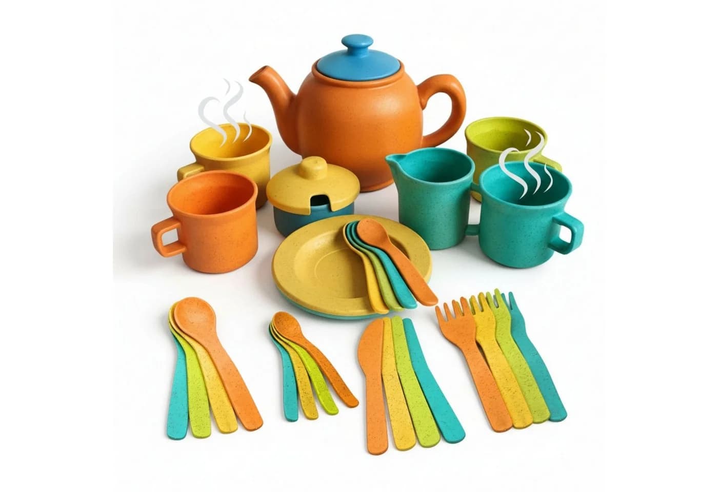 alldoro Kinderküchen Teeservice 32-teilig Kunststoff-Weizenstroh-Mix - Bild 2