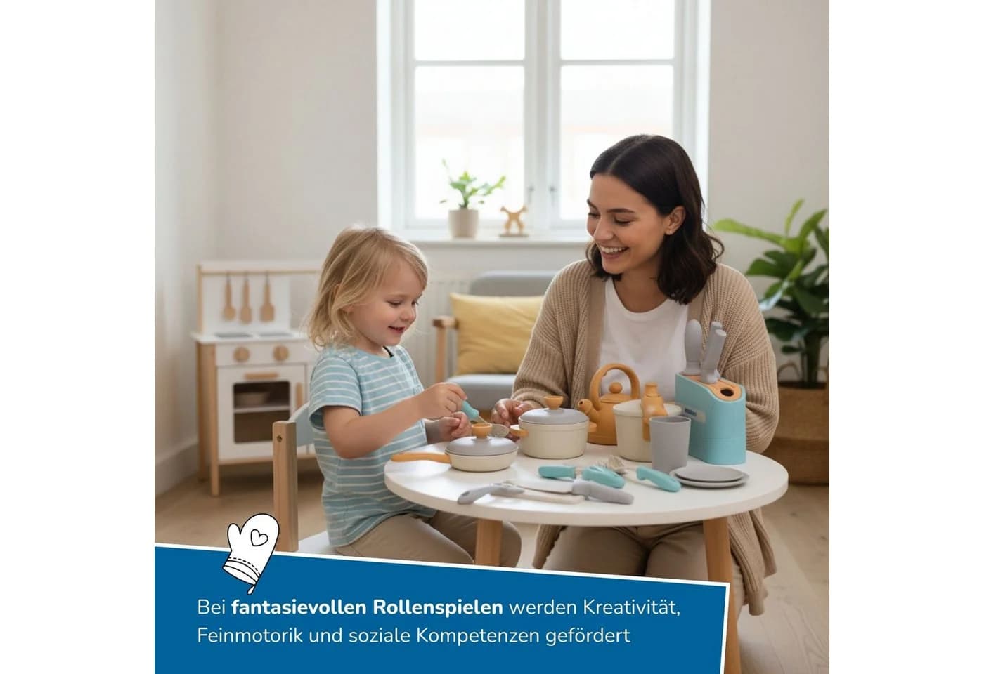 alldoro Spiel-Kochgeschirr Koch- und Geschirrset 21-teilig Messerblock - Bild 3