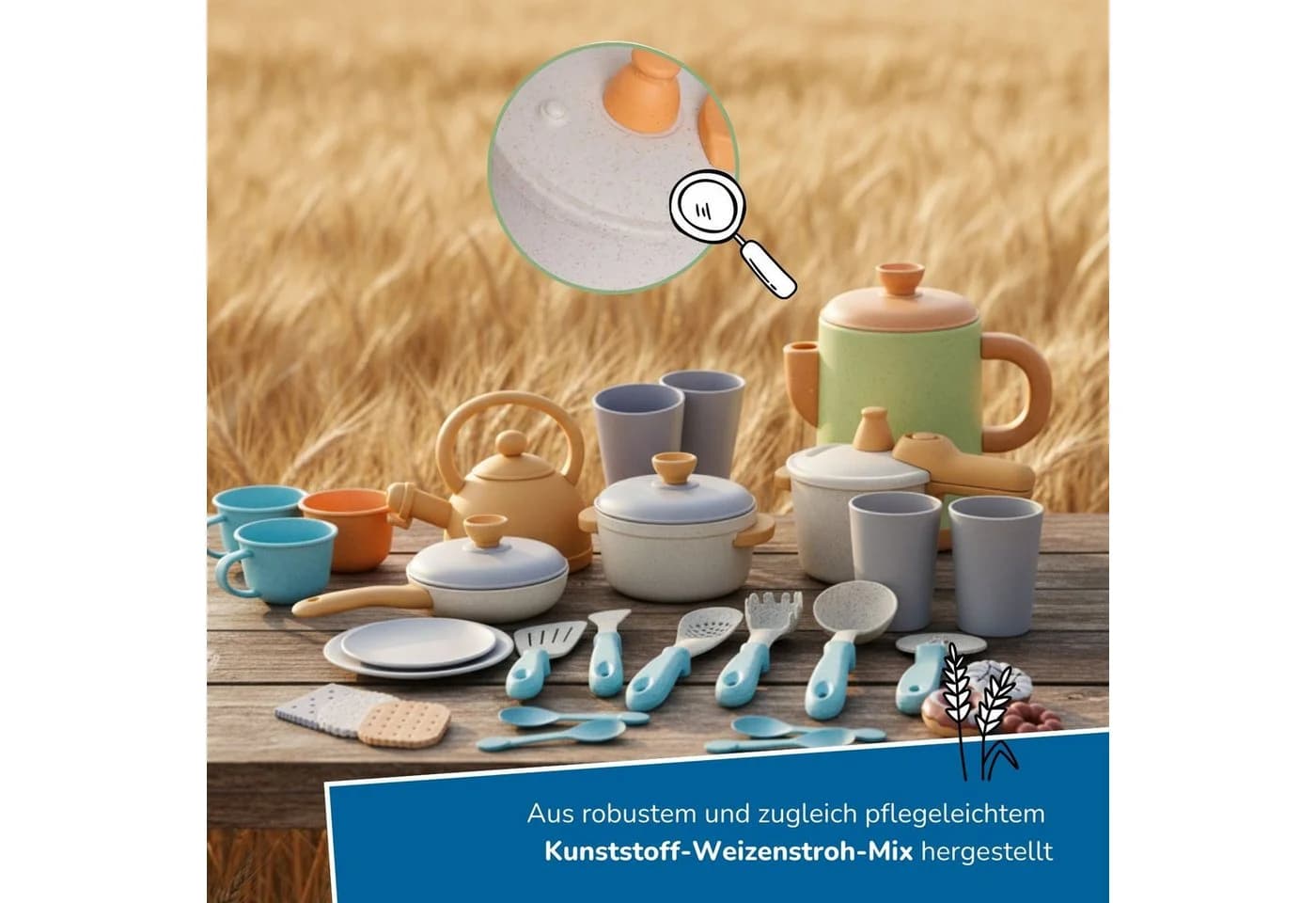 alldoro Spiel-Kochgeschirr Kaffeeservice 31-teilig Kunststoff-Weizenstroh-Mix - Bild 5