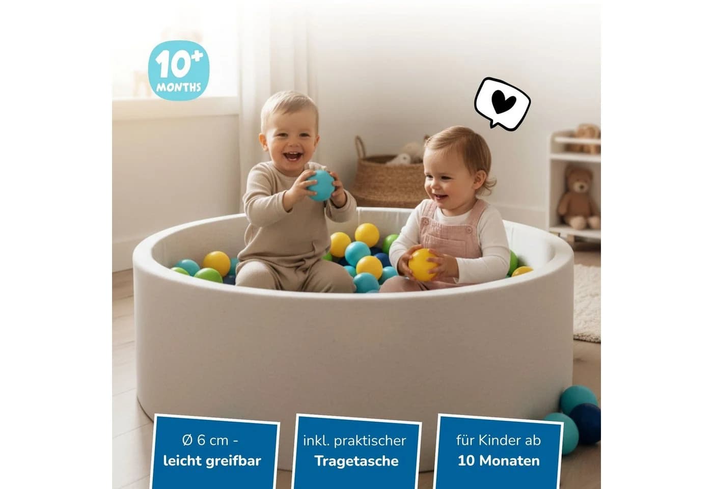 alldoro Bällebad-Bälle 300 bunte Bälle Ø 6 cm mit Tragetasche für Bällebad, Spielzelt & Pool