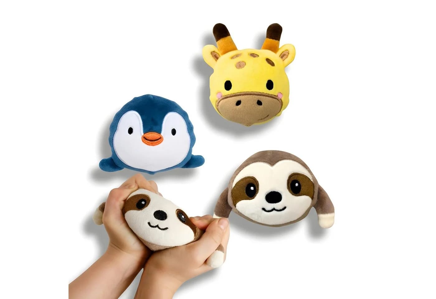 alldoro Plüschfigur 3er Set Anti-Stress Bälle Faultier Pinguin Giraffe - Bild 2