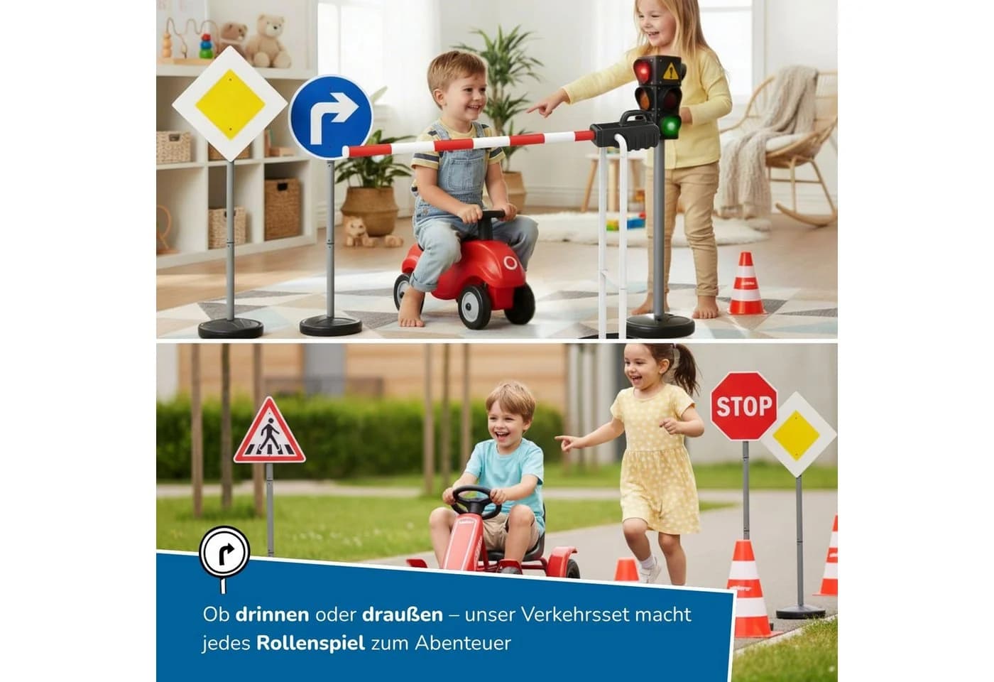 alldoro XXL Verkehrsset mit Ampel Schranke Schildern Pylonen - Bild 3