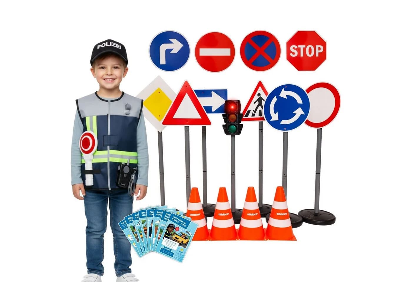 alldoro Verkehrsset XXL mit Polizei Rollenspielset, Ampel & Zubehör - Bild 2