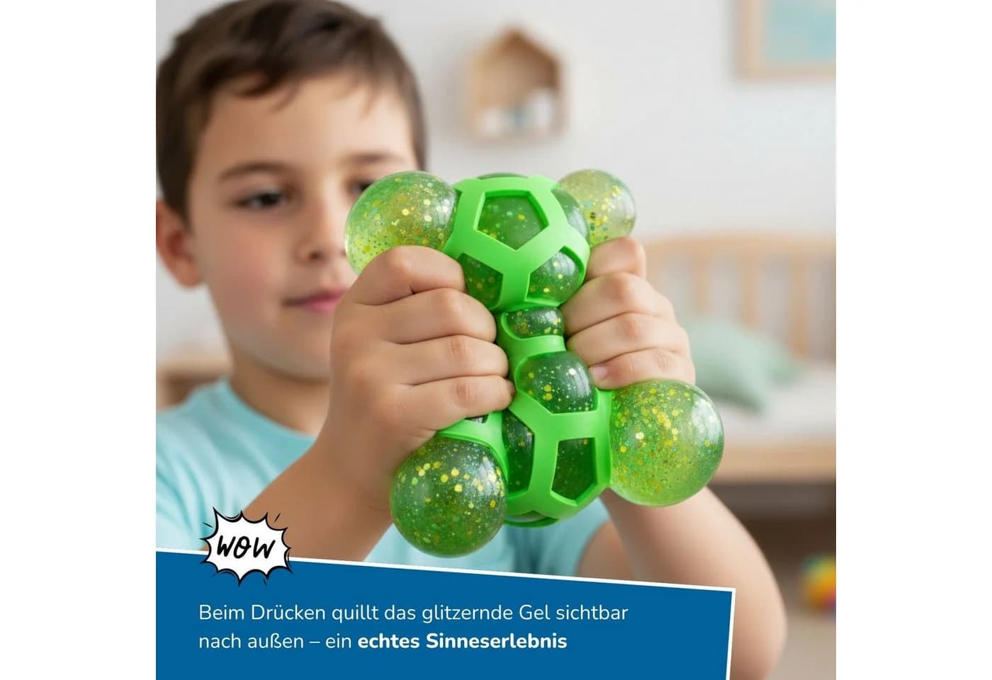 alldoro XXL Mesh Squishy 2er Set Grün Glitzer Anti Stress Ball - Bild 3